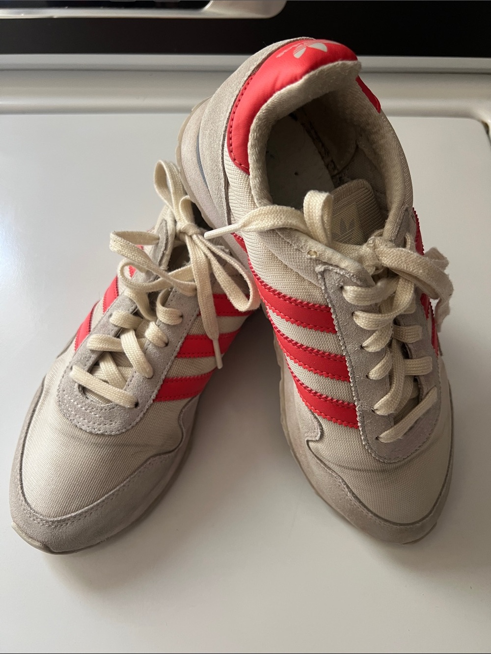 Adidas Haven Coral Striped Tennis Shoes Ladies 7